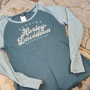 Harley-Davidson Teal Long Sleeve Top